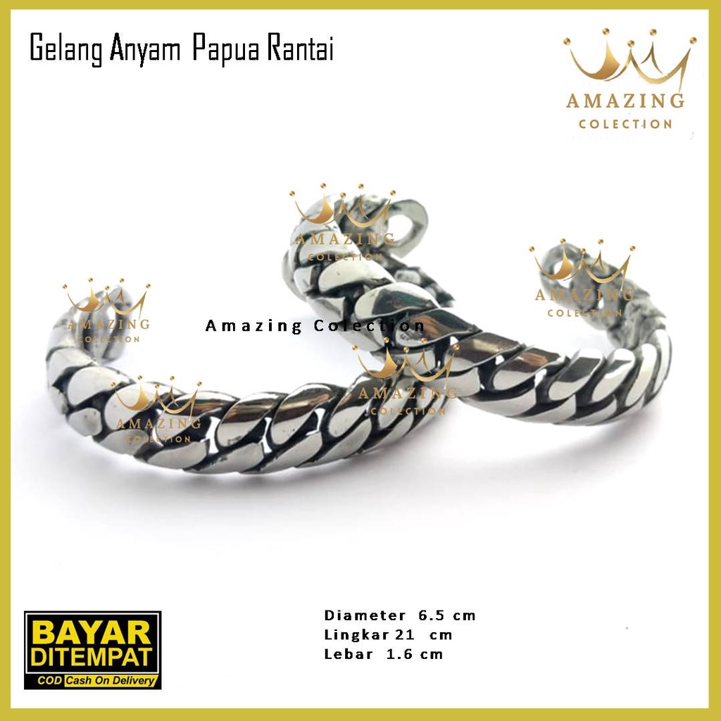 Jual Gelang Pria Keren Terbaru Baja Putih Anyam Papua Rantai Shopee