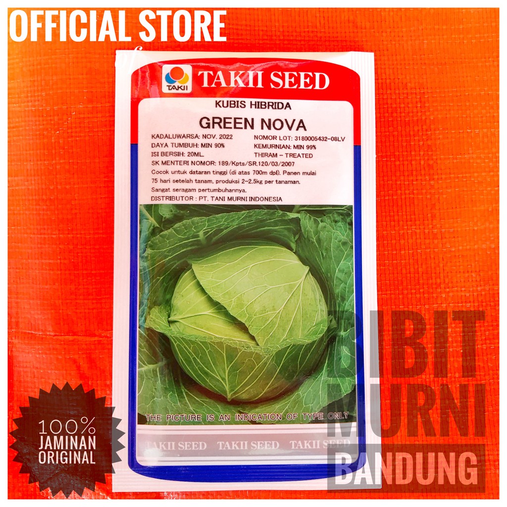 Jual Bibit Benih Kubis Kol Hibirida Green Nova Gram Original Pack