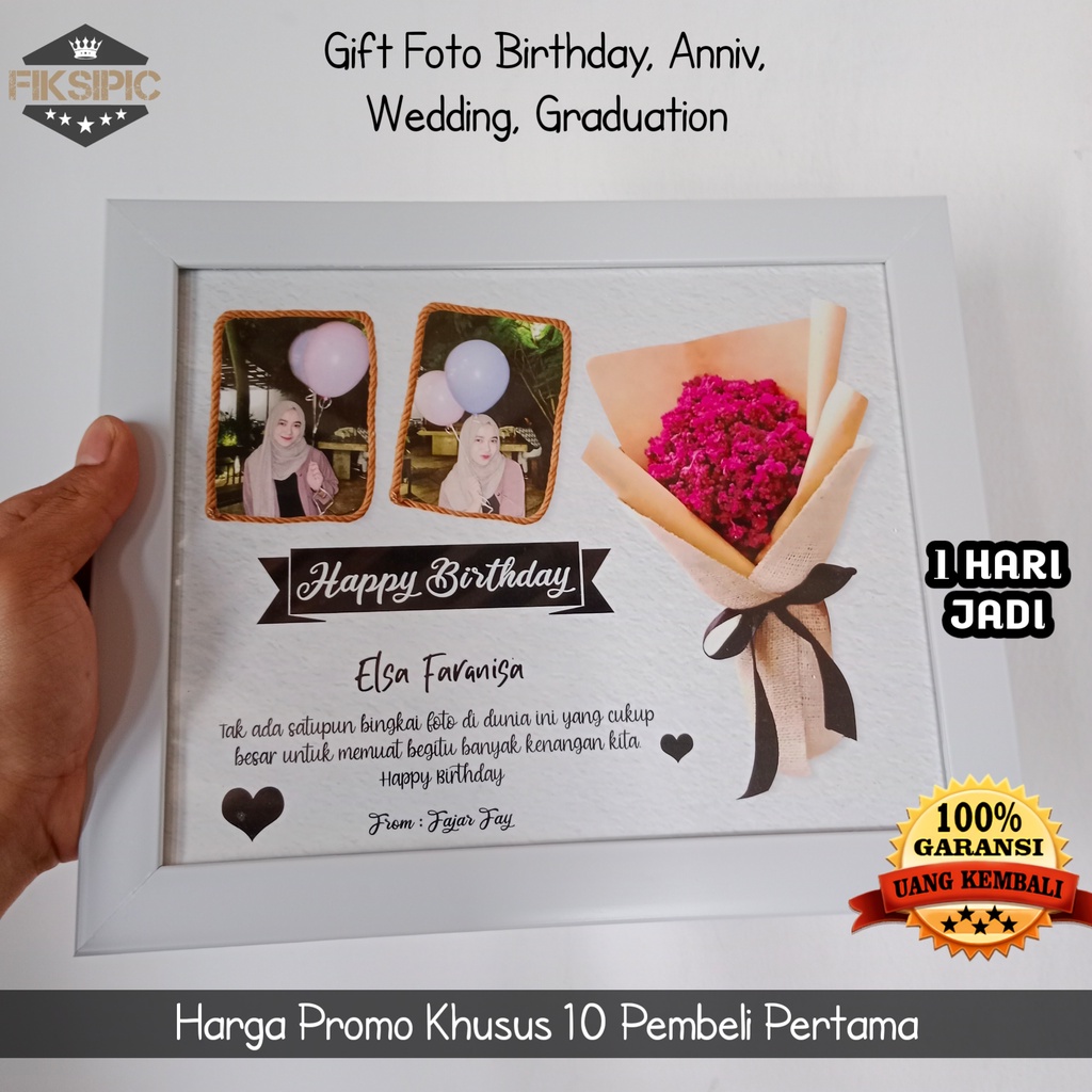 Jual Kado Ulang Tahun Gift Ultah Cetak Poto Plus Bingkai Kaca