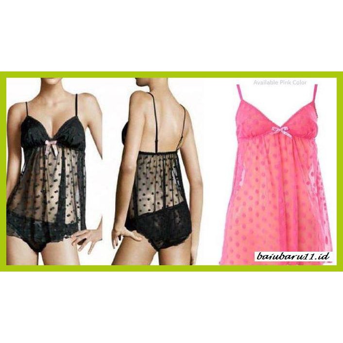 Jual LINGERIE 2021 CAMISOLE PANTY SLEEPWEAR AMITIE MESH FLOCKING