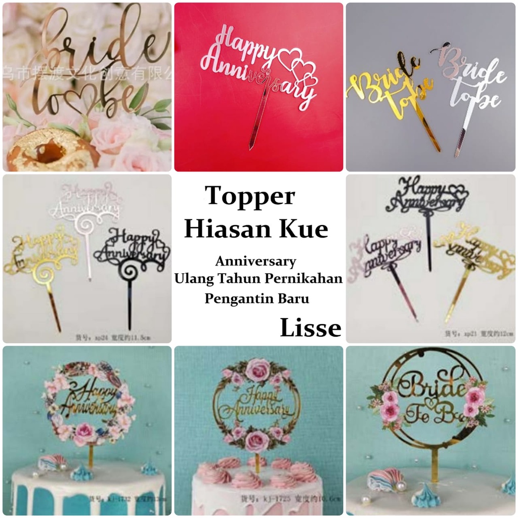 Jual Topper Cake Toper Tusuk Kue Ulang Tahun Ultah Anniversary Bride To