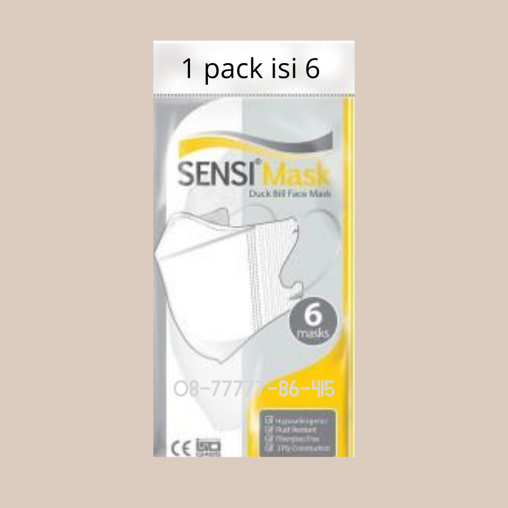 Jual Masker Sensi 3 Ply Duckbill Isi 6 Mask Wajah Mulut Surgical Duck