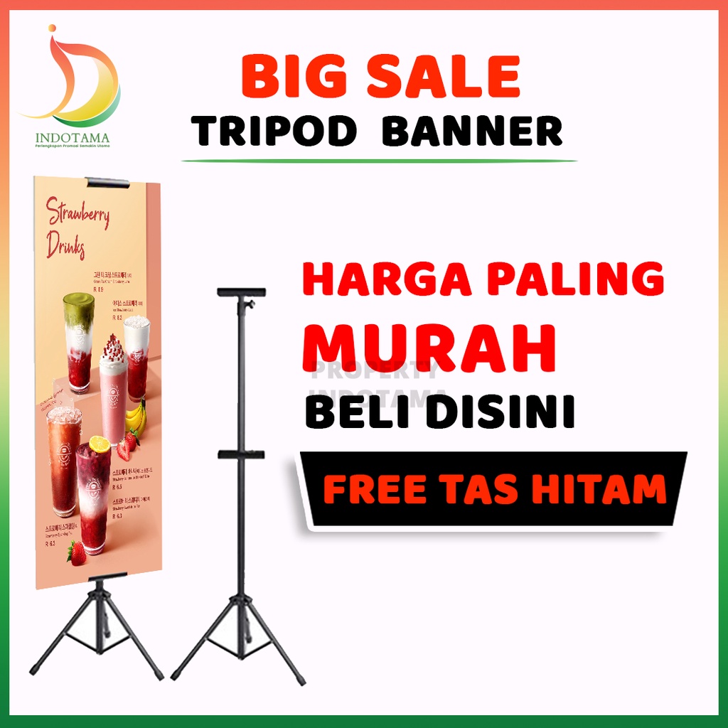 Jual Stand Banner 2 Sisi Tripod Banner 2 Meter Standing Banner Besi