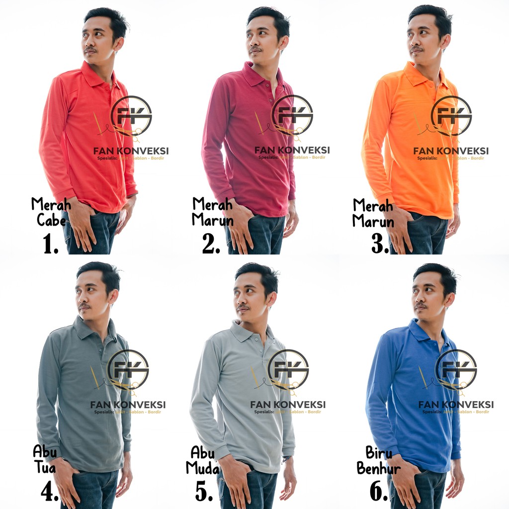 Jual Kaos Kerah Polo Lengan Panjang Polo Shirt Polo Panjang Polo Pria