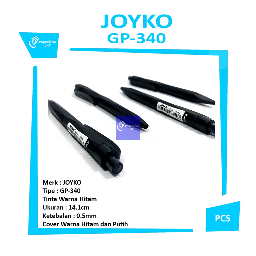 Jual JOYKO Pulpen Gel Pen GP 340 Cover Warna Putih Dan Hitam Pcs