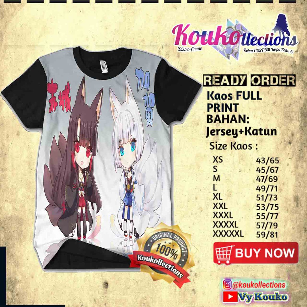 Jual KAOS 3D ANIME AZURLANE KAGA DAN AKAGI FULLPRINT Pakaian Pria Dan