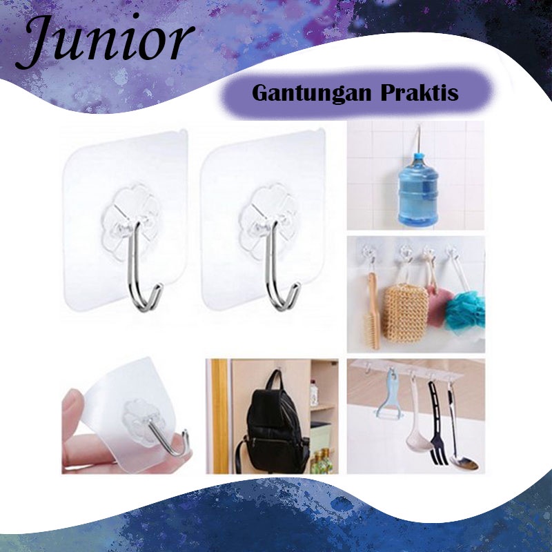 Jual Gantungan Hook Tempel Transparan Hanger Besi Cantelan Dinding