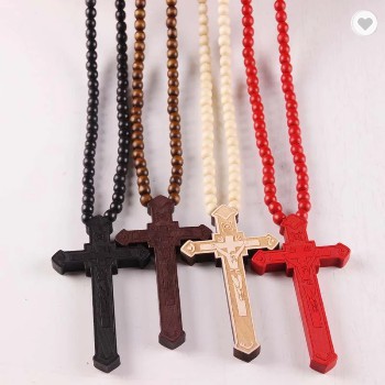 Jual Kalung Rosario Kayu Besar Katolik Salib Yesus Dengan Manik Manik