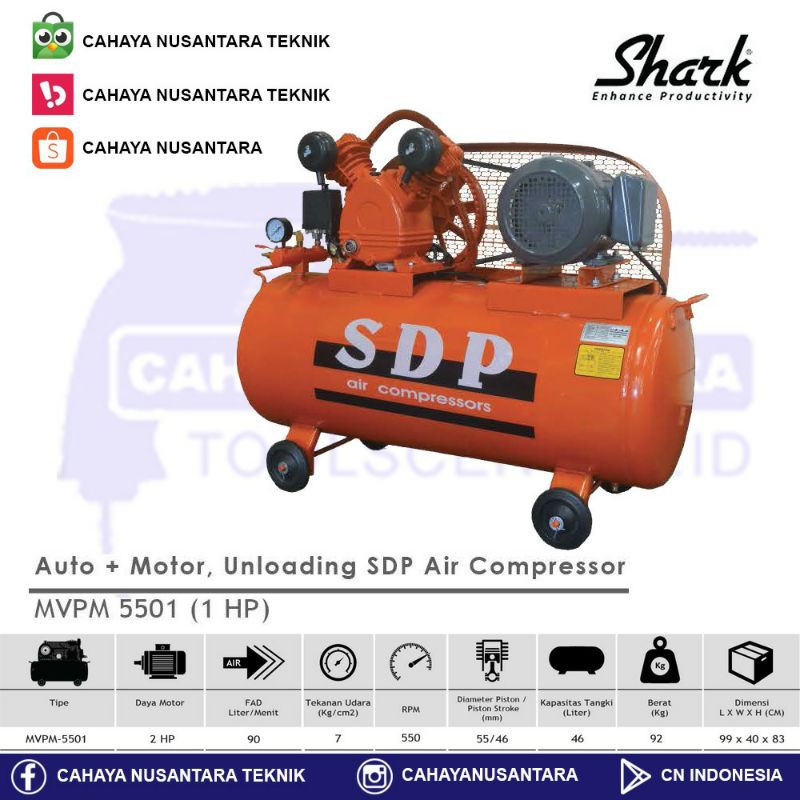 Jual Mesin Kompresor Angin SDP 1 HP MVPM 5501 Dinamo Shopee Indonesia