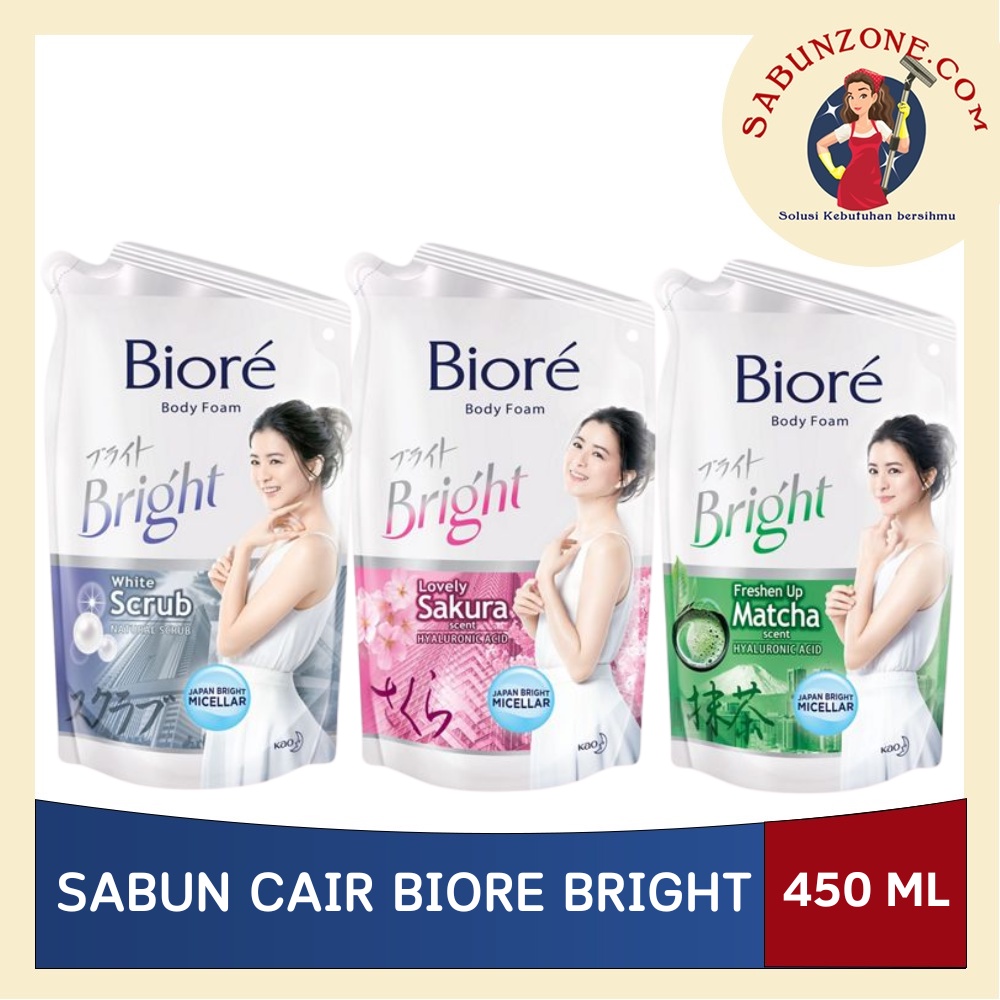 Jual Sabun Mandi Cair Biore Body Foam Bright White Scrub Lovely