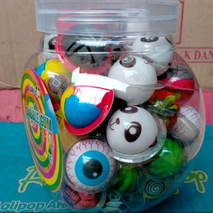 Jual Toples Permen Viral Bubble Gum Motif Bumi Bola Smile Dlli Isi