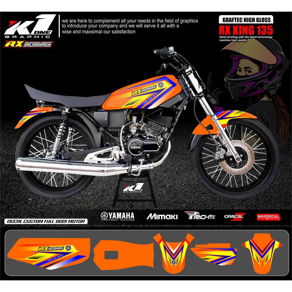 Jual Decal Rx King Desain Terbaru Warna Orange Kode C Termurah