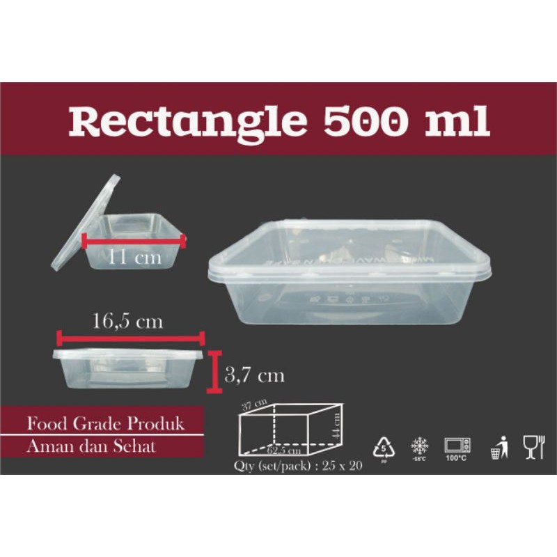 Jual 500 Pcs Thin Wall Rectangle 500 Ml Kotak Makan Plastik Persegi