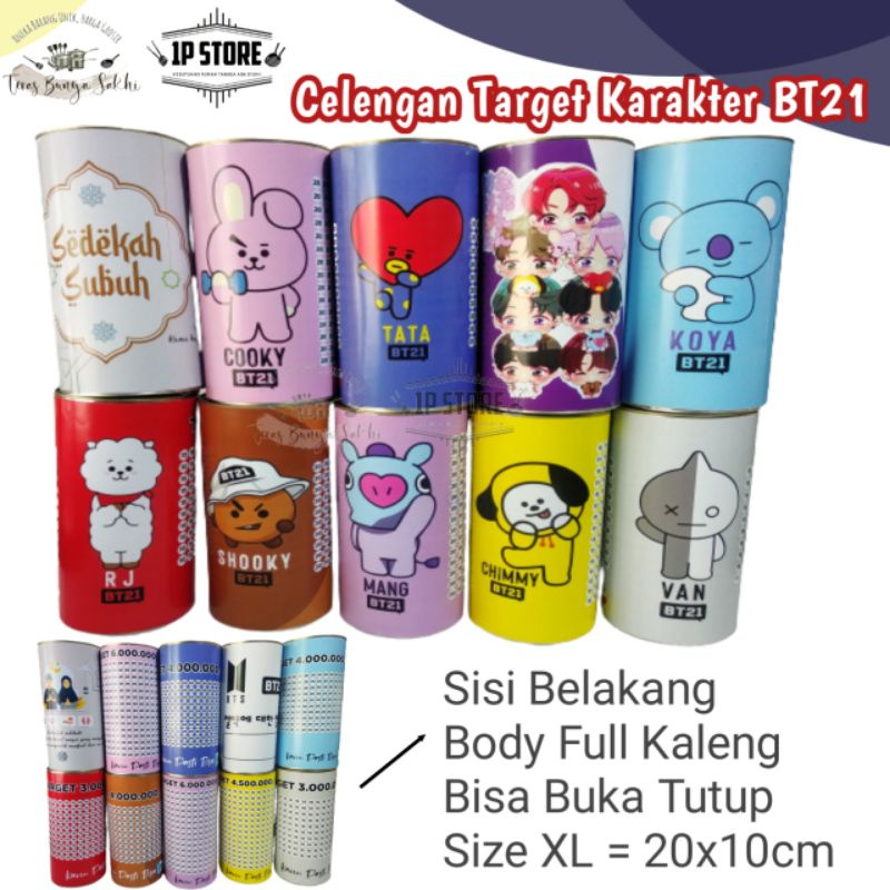 Jual CELENGAN TARGET KARAKTER BT21 FULL KALENG BUKA TUTUP CELENGAN