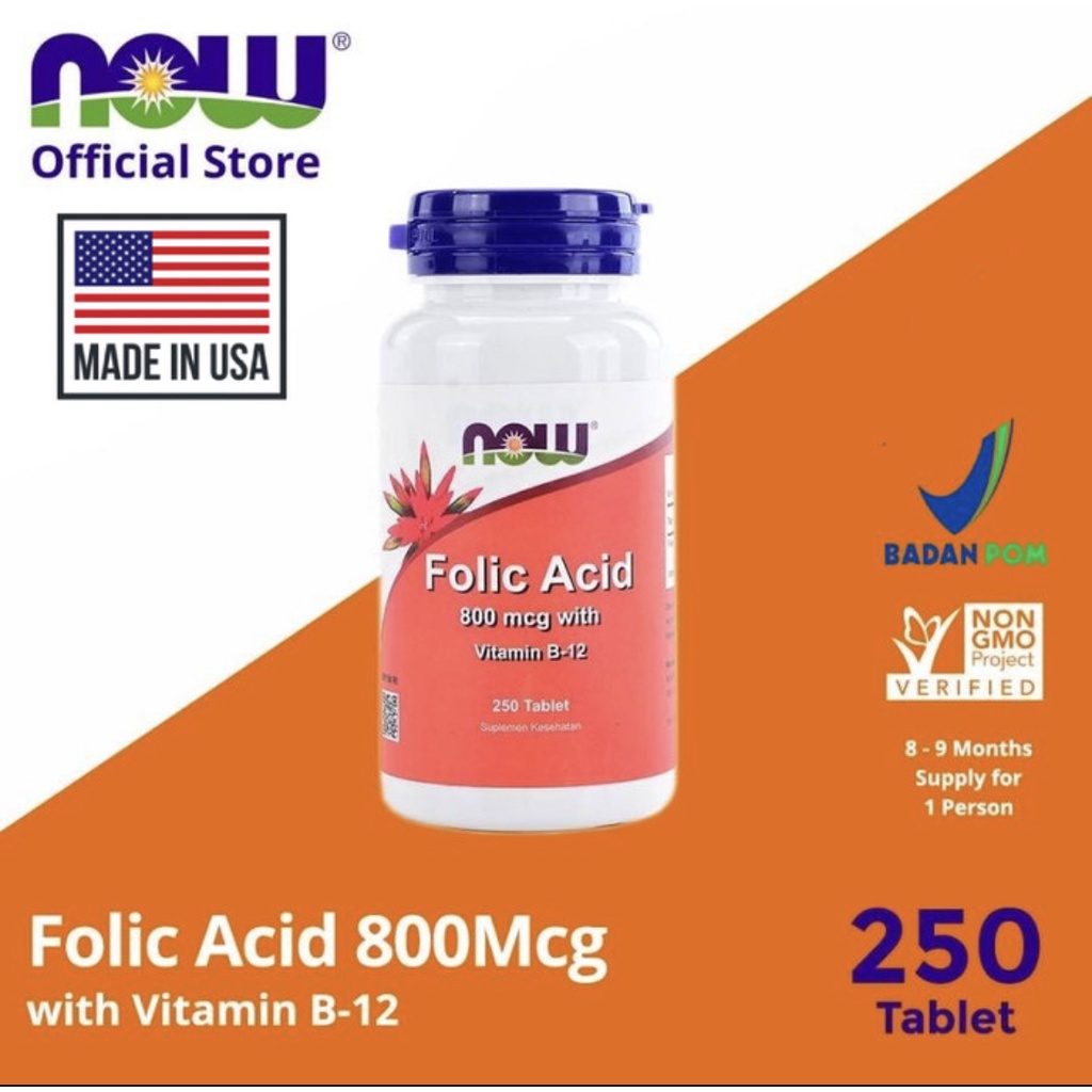 Jual Now Foods Folic Acid Mcg With Vitamin B Tablets