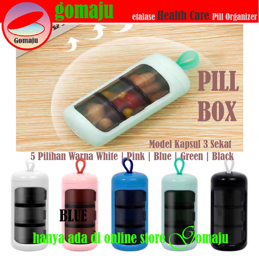 Jual PILL BOX MODEL KAPSUL 3 SEKAT KOTAK OBAT VITAMIN TEMPAT OBAT