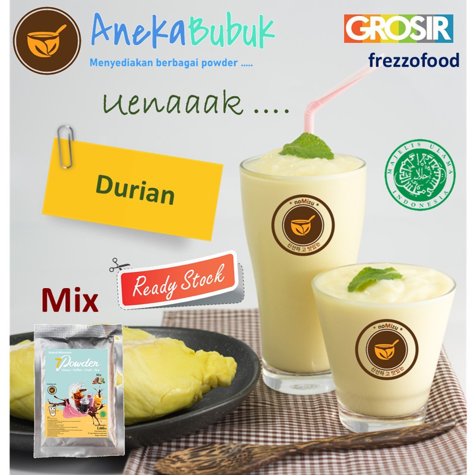 Jual BUBUK MINUMAN DURIAN MIX 1KG SERBUK MINUMAN ES BOBA RASA BUAH