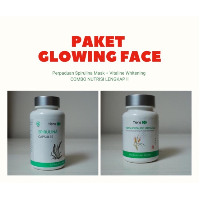 Jual Paket Glowing Face Tiens Hari Spirulina Mask Vitaline