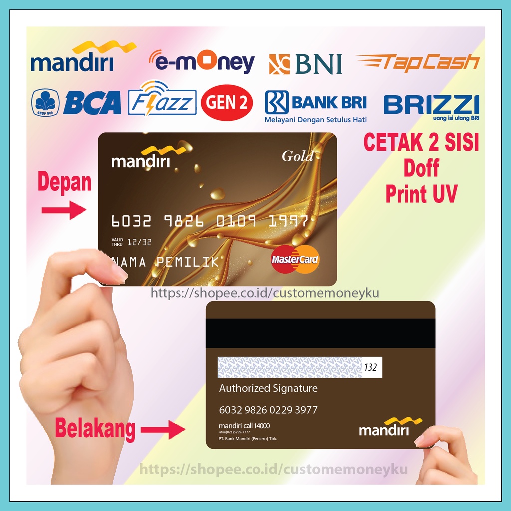 Jual KARTU EMONEY DESIGN CUSTOM NAMA KARTU GOLD CARD ETOLL E MONEY