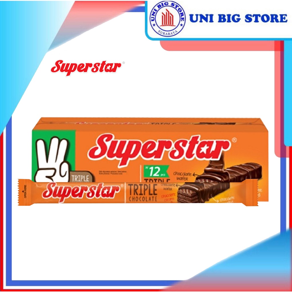 Jual Superstar Wafer Super Star Coklat Triple Chocolate 16 Gr X 12 Pcs