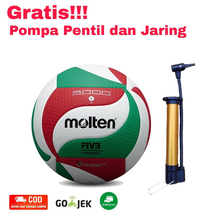 Bola Voli Volly Molten V M Grade Ori Gratis Pompa Pentil Dan