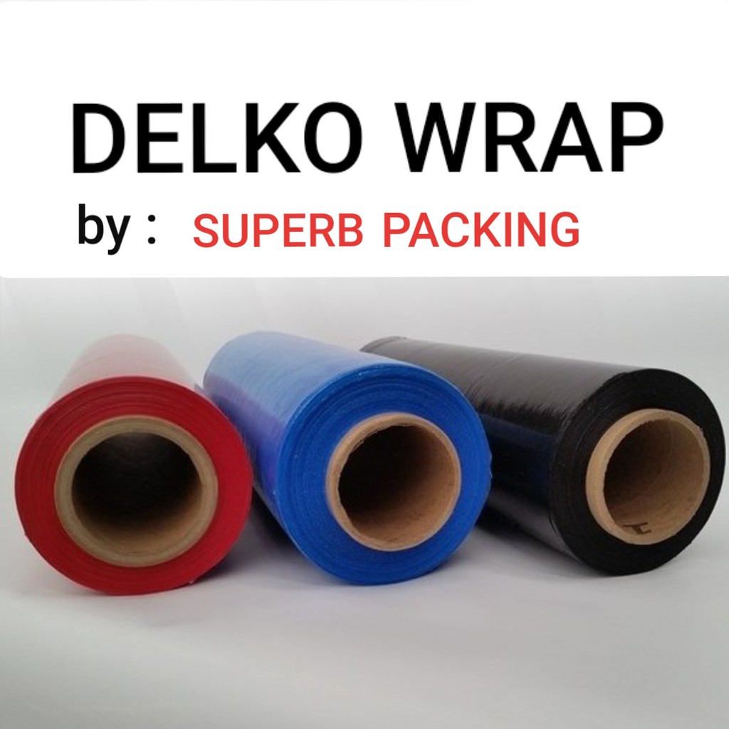 Jual Plastik Wrapping Stretch Film Merah Biru Tebal Murah 50cm X 200M