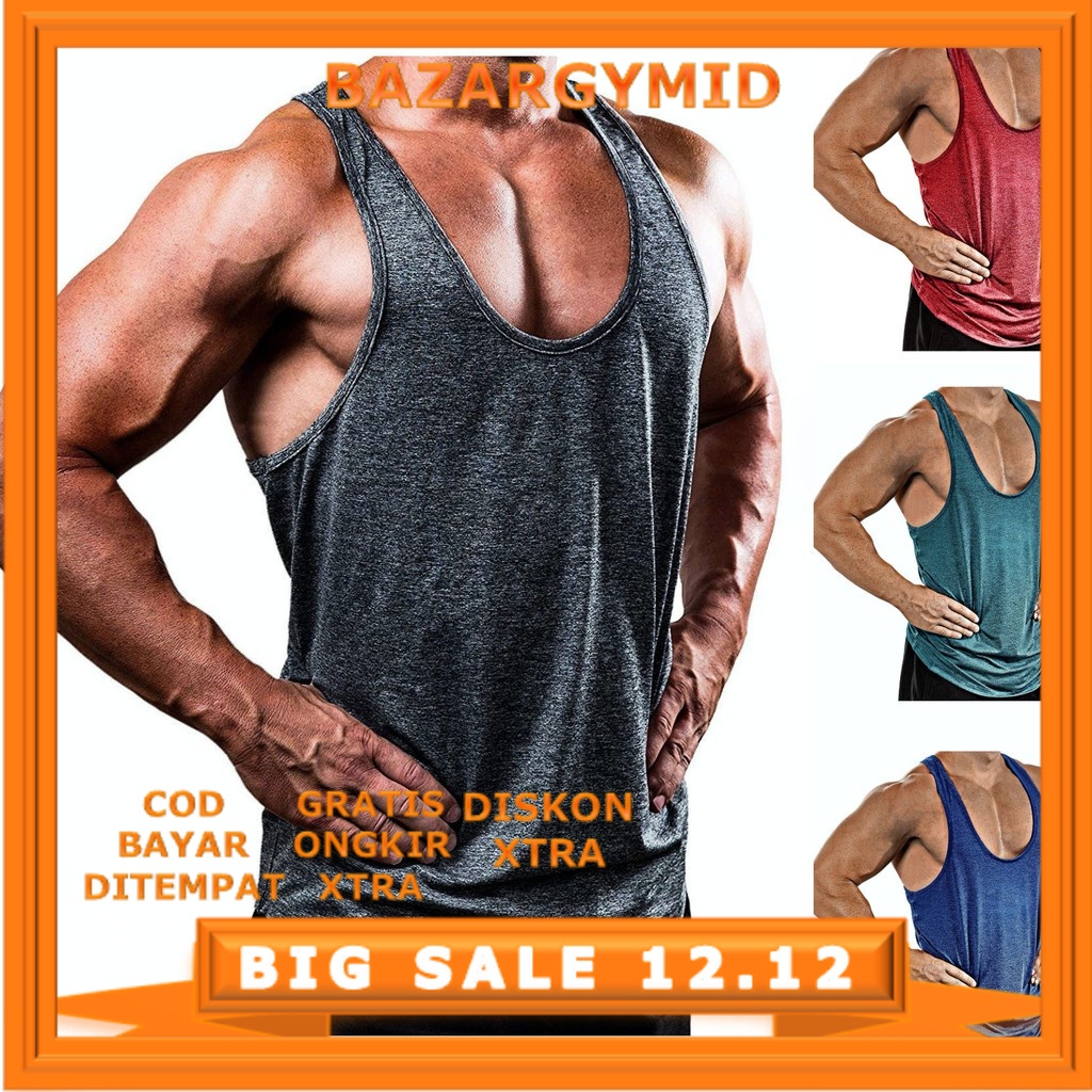 Jual Singlet PRIA Olahraga Fitnesss GYM SPORT WEAR MEN RUNNING PAKAIAN