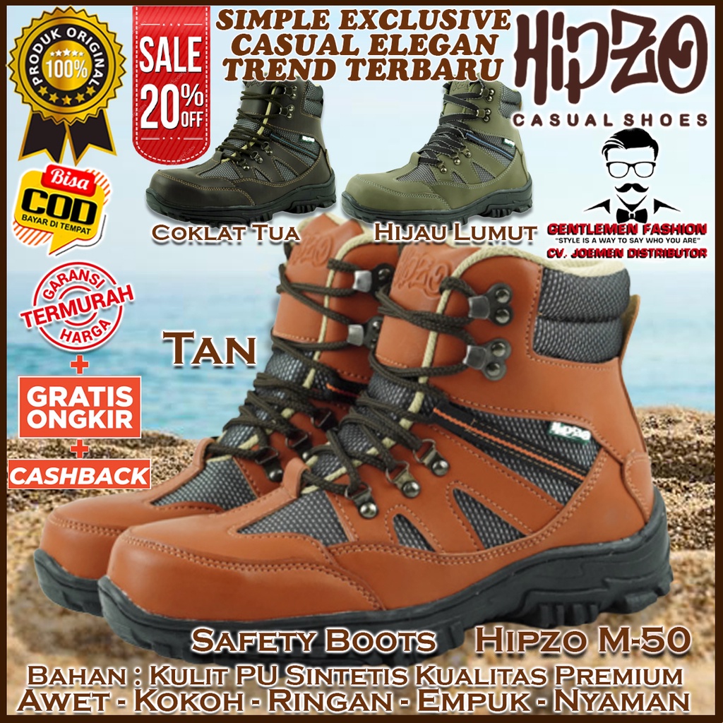 Jual Sepatu Safety Kulit Pria Hipzo M Original Premium Safety