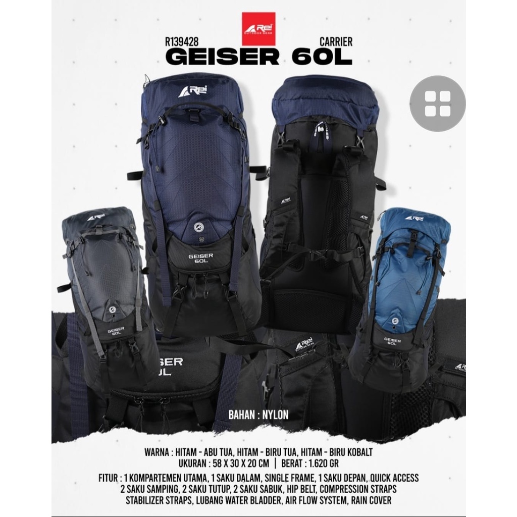 Jual Tas Gunung Carrier Arei Geiser L Original Product Tas Gunung