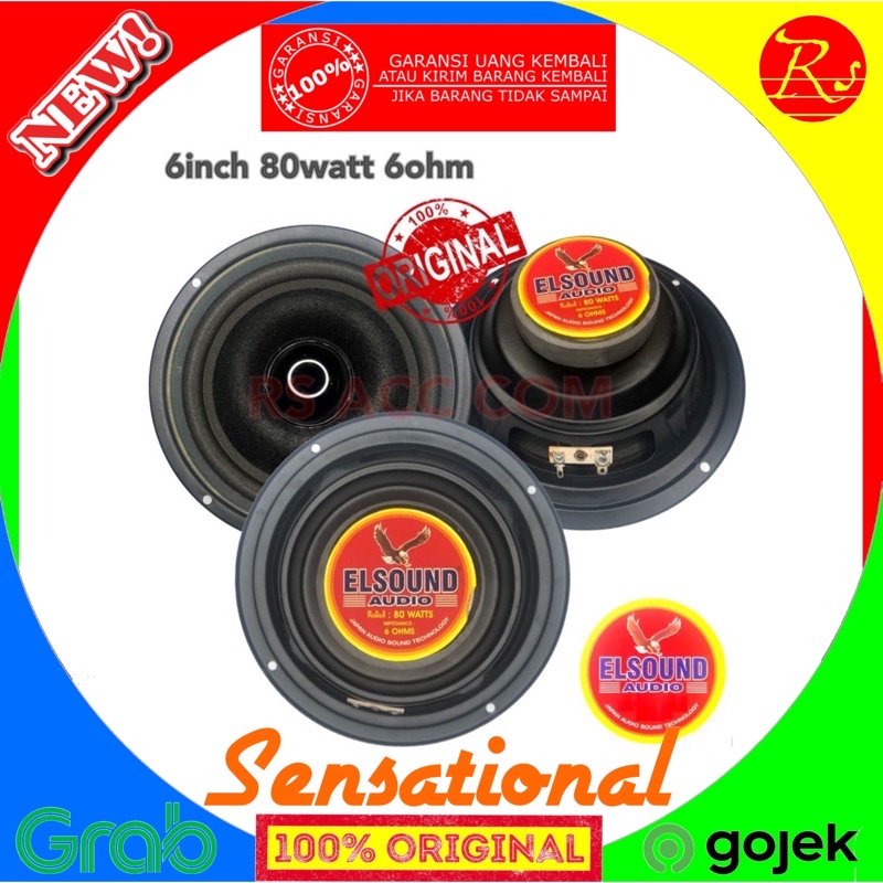 Jual Speaker Component Elsound Inch Woofer Original Warna Hitam