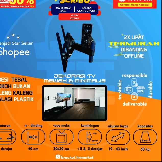 Jual New Trend Bracket Tv Led 24 32 40 42 Braket Lcd Gantungan TV 19