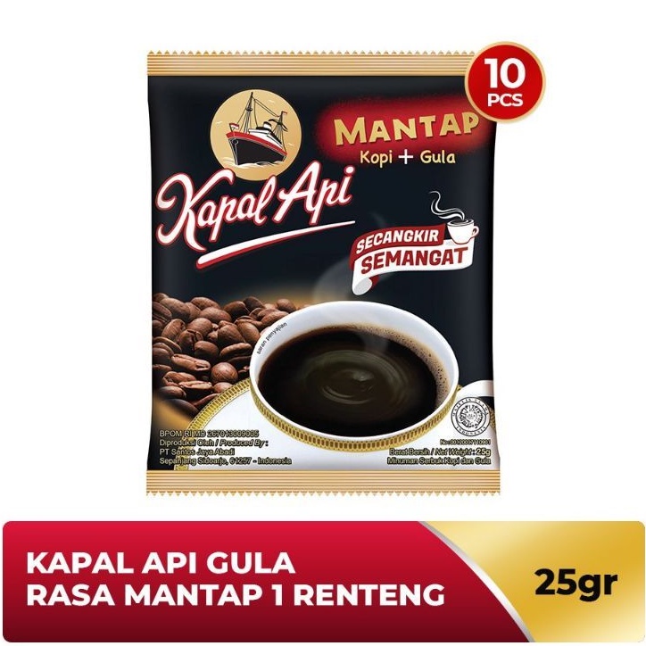 Jual Kopi KAPAL API Gula Rasa Mantap 1 Renceng 10 X 25 GR Shopee