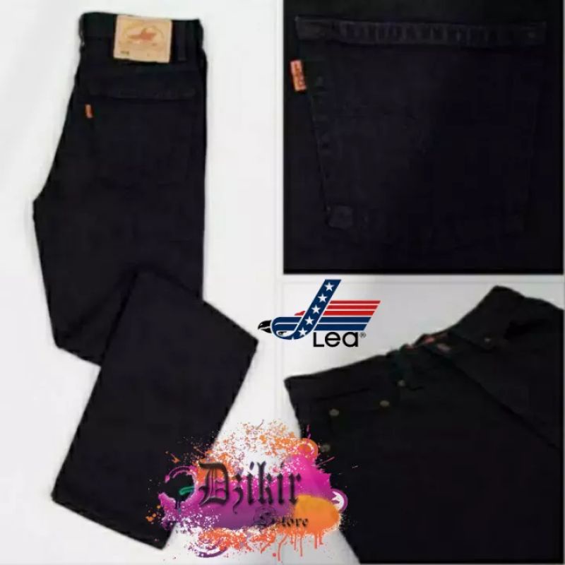 Jual Jeans Celana Lea Standart Reguler Fit Hitam Garment Biru Muda Biru