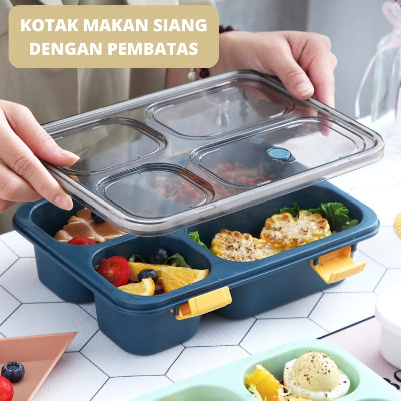 Jual Tempat Makan Kotak Bekal Microwave Kotak Makan Lunch Box 3 4 Grid