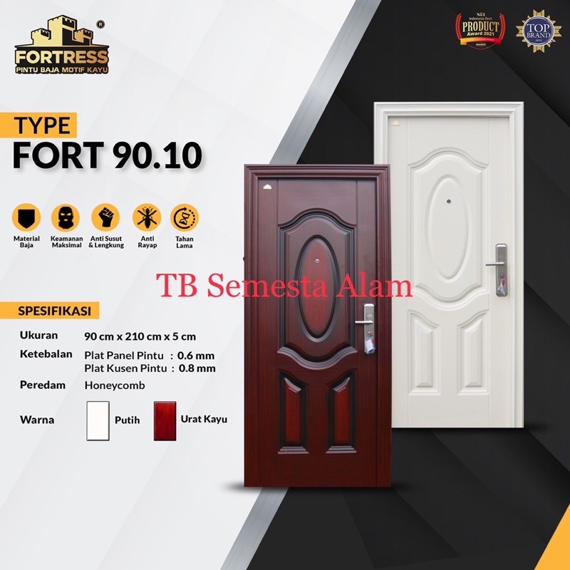 Jual Pintu Baja Motif Kayu Fortress Tipe Fort Warna Coklat Kayu