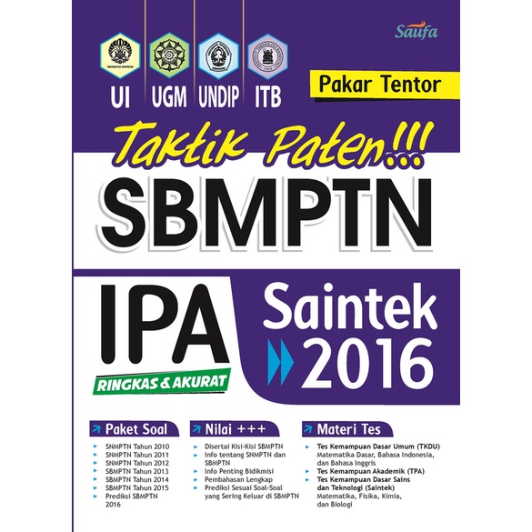 Jual Buku Taktik Paten Sbmptn Ipa Saintek Saufa Shopee