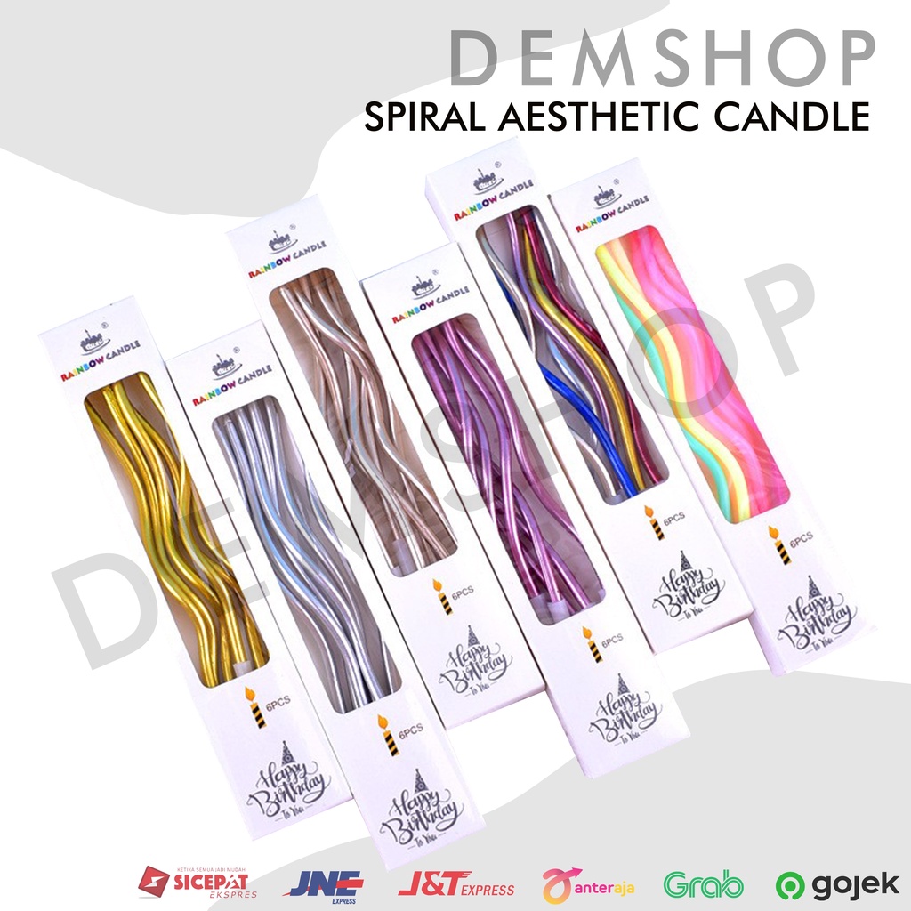 Jual Lilin Spiral Ulang Tahun Panjang Swirl Birthday Candle Aesthetic