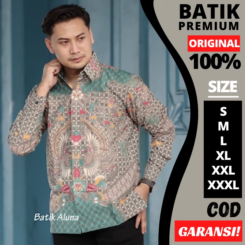 Jual Baju Batik Pria Lengan Panjang Modern Slim Fit Batik Pria Premium