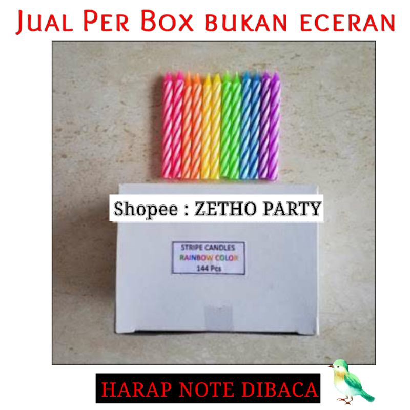 Jual Lilin Spiral Rainbow 1 Box Isi 144 Pcs Shopee Indonesia