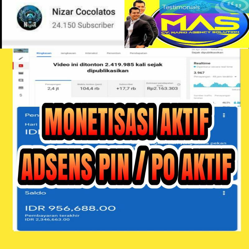 Jual Akun Youtube Monetisasi Ribu Subscriber Sudah Ada Penghasilan