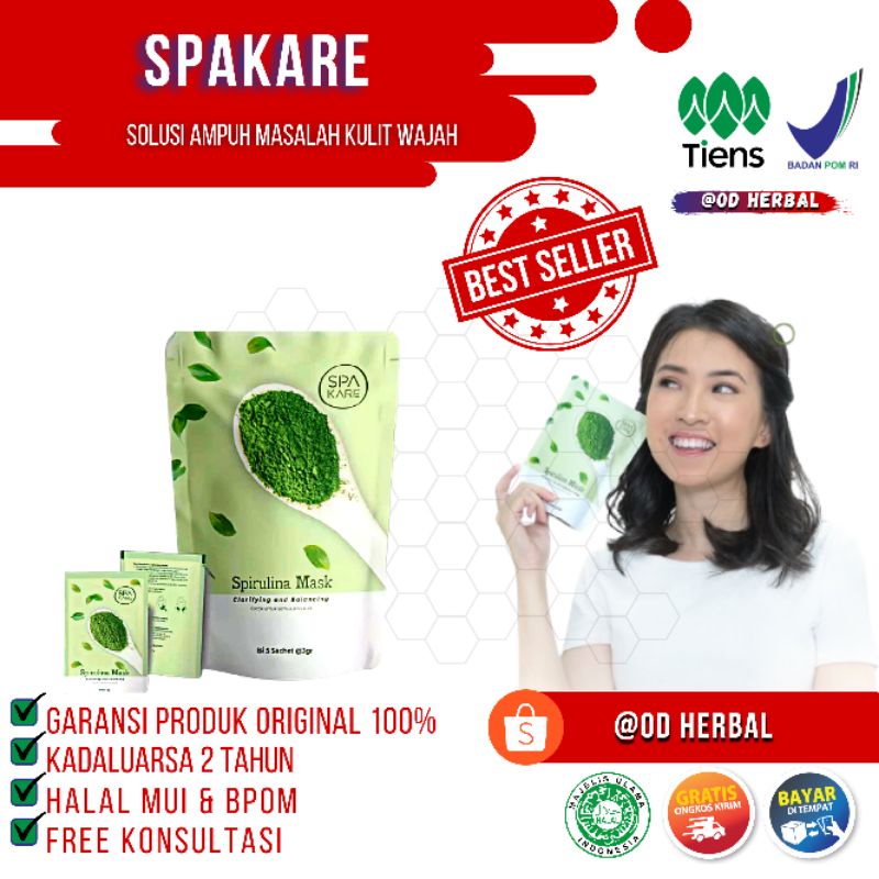 Jual Spakare Spirulina Mask Tiens Herbal Atasi Wajah Kusam Original Bom