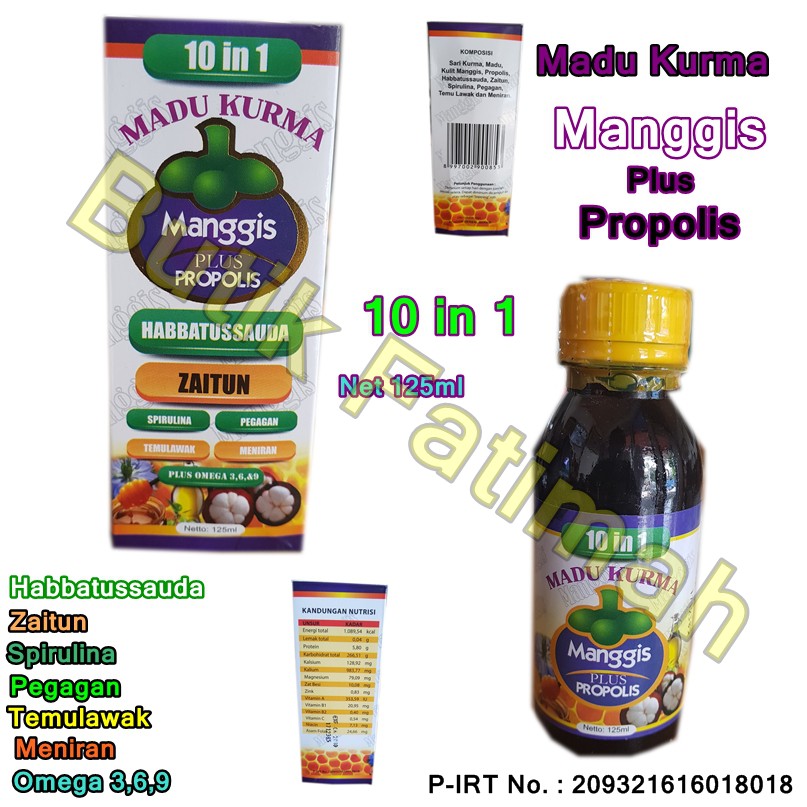 Jual Madu Kurma Manggis 10 In 1 Plus Propolis Pegagan Omega Zaitun