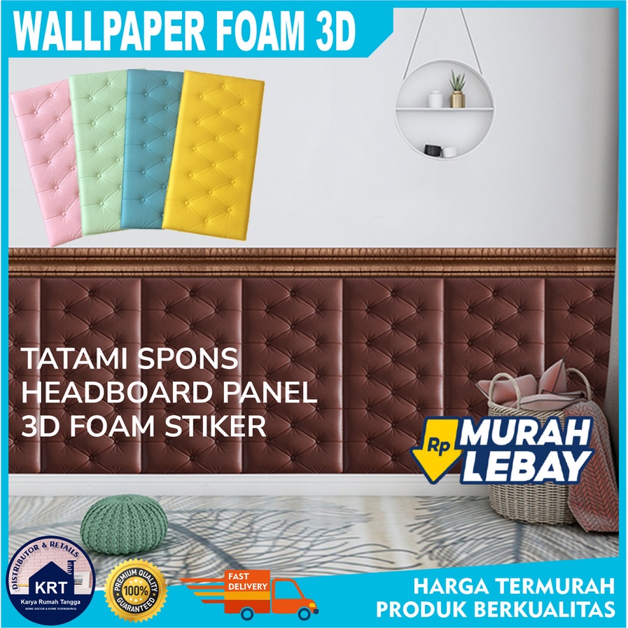 Jual Tatami Spons Wallpaper 3D Headboard Foam Tempel Stiker Dinding