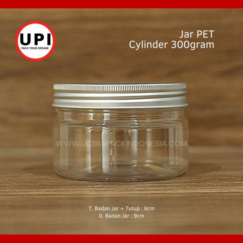 Jual Toples Plastik JAR PET CYLINDER 300ML CLEAR TUTUP ULIR