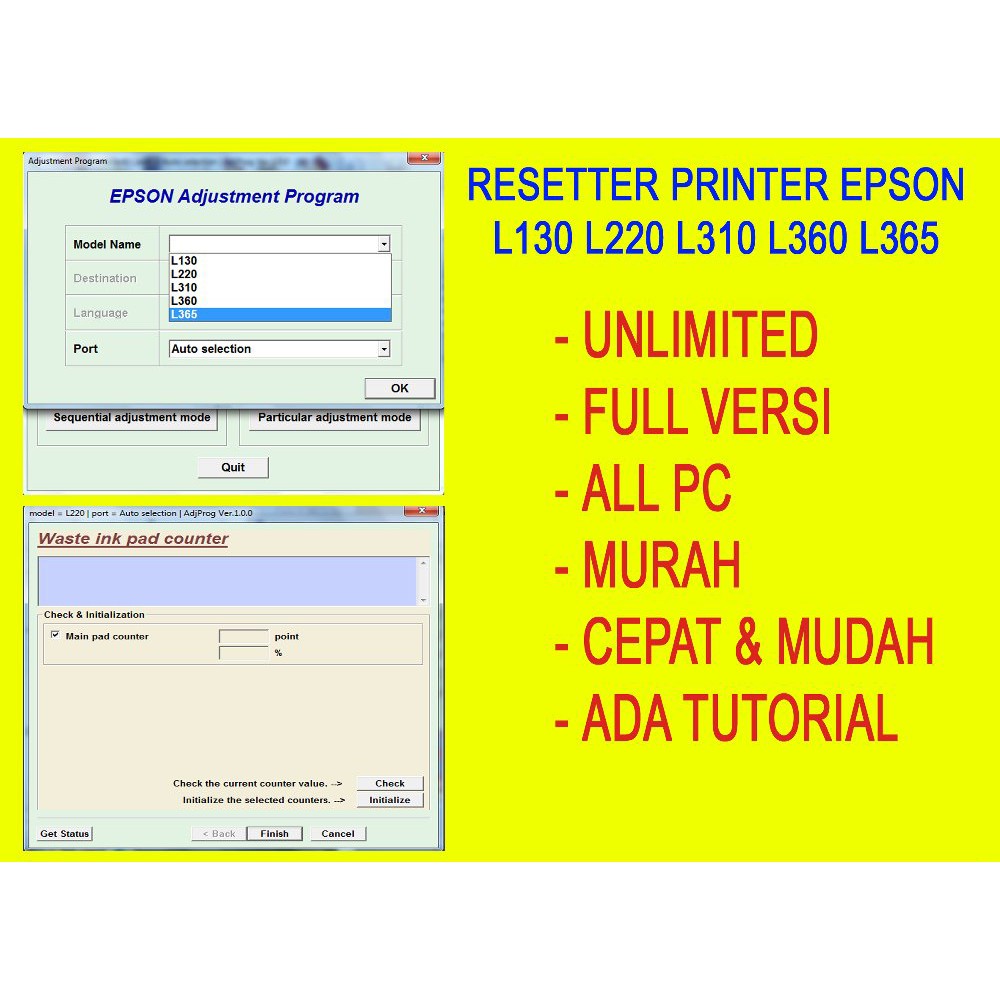 Jual Resetter Reseter Reset Printer Epson L130 L220 L310 L360