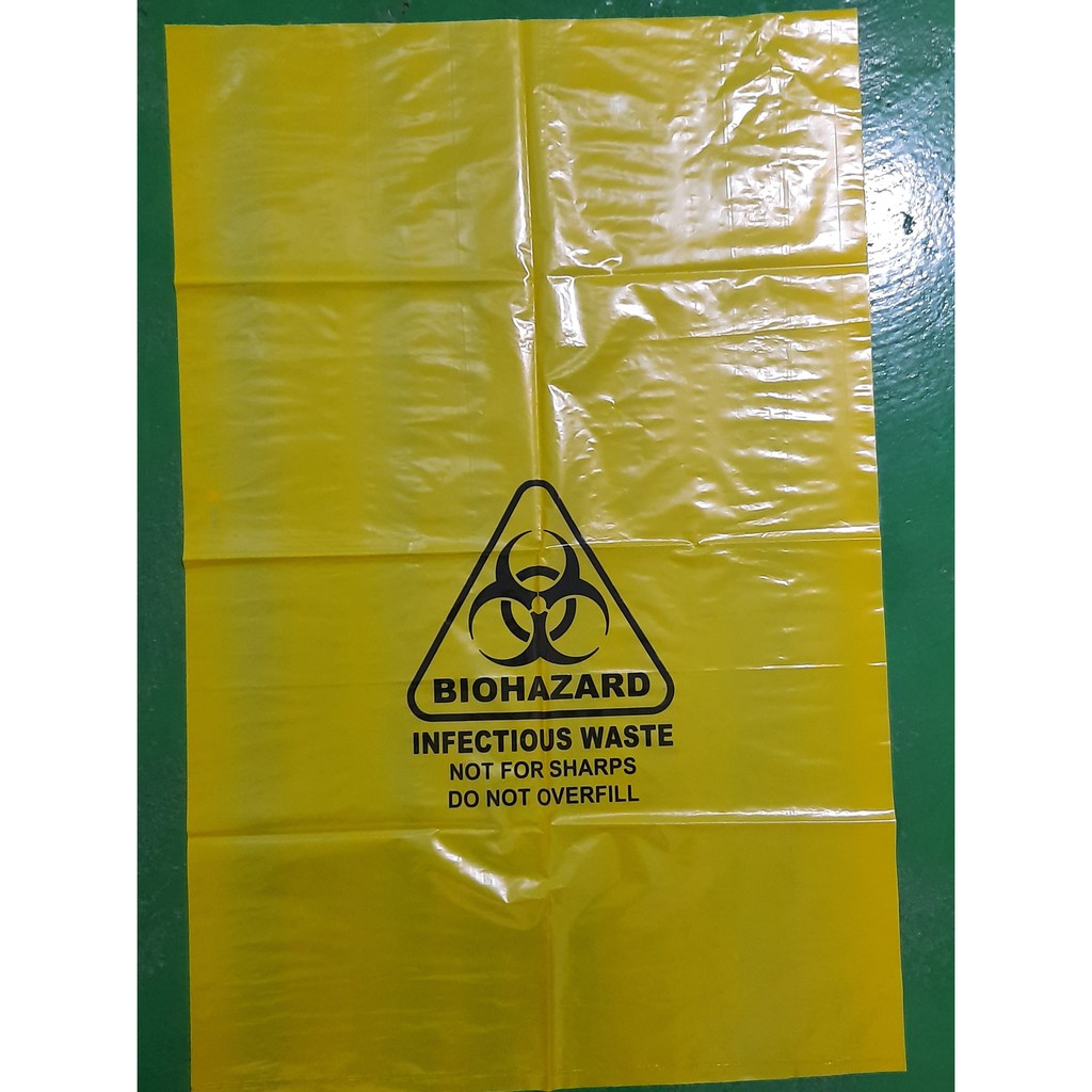 Jual KANTONG PLASTIK KUNING MEDIS LOGO BIOHAZARD 40 X 60 X 0 04 Isi 56