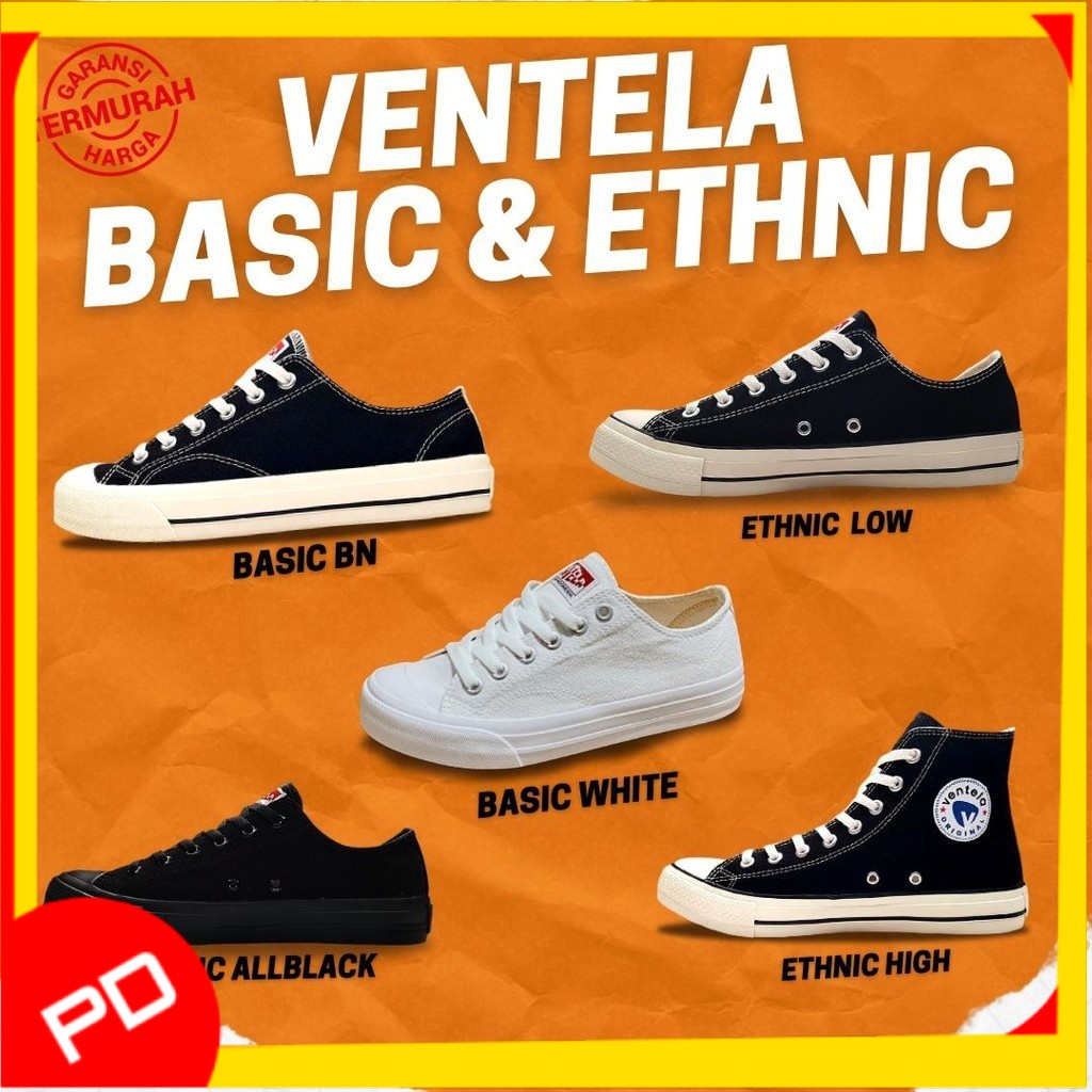 Jual Sepatu Ventela Original Basic Ethnic High Low Hi Lo Black Natural