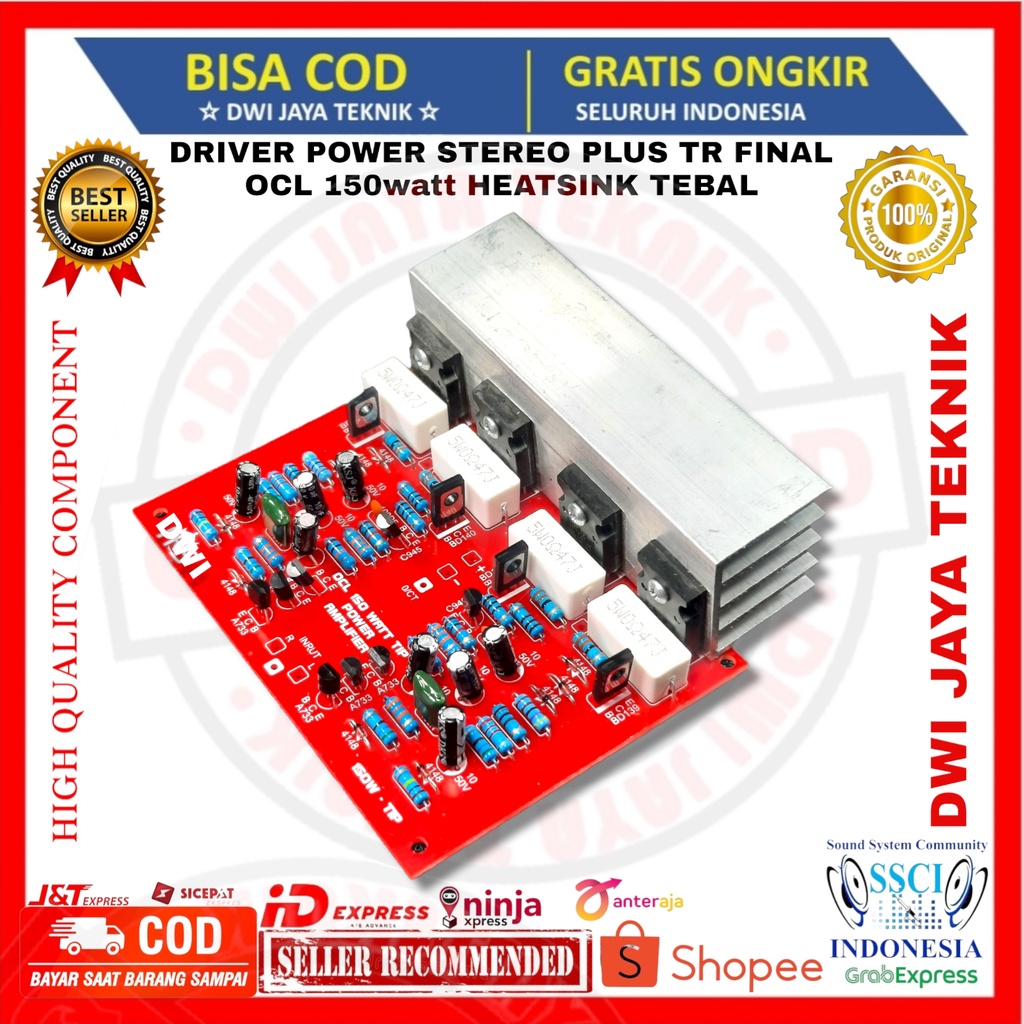 Jual Driver Power Amplifier Stereo OCL 150w 150Watt Lengkap TIP Final