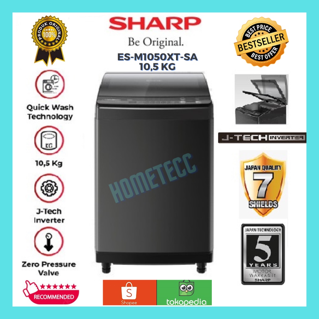 Jual SHARP MESIN CUCI 1 TABUNG TOP LOAD 10KG ES M1050XT SA Shopee