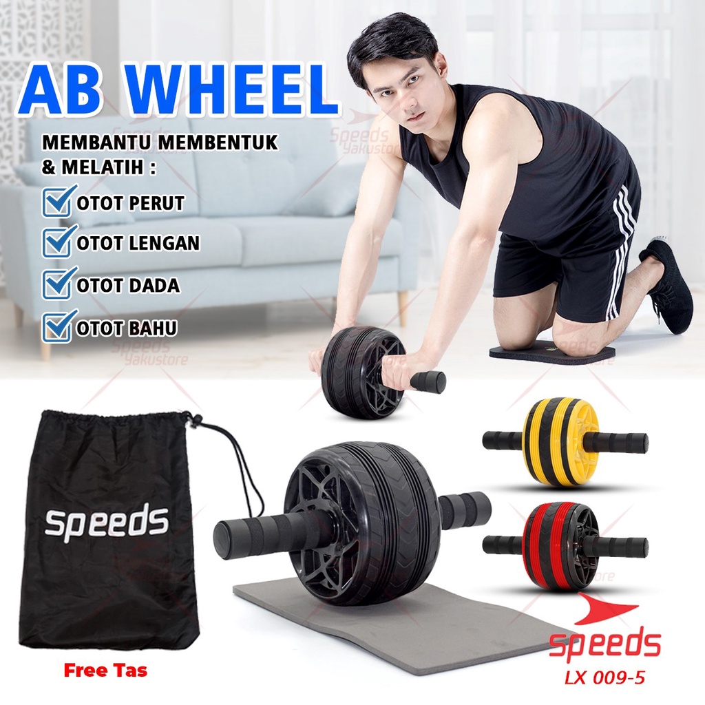 Jual SPEEDS Ab Wheel Ab Roller Alat Push Up Stand Bar Alat Gym